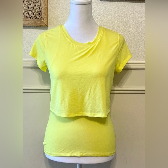 NEW FREE PEOPLE - Neon Yellow Athletic Top - Picture 4 of 5